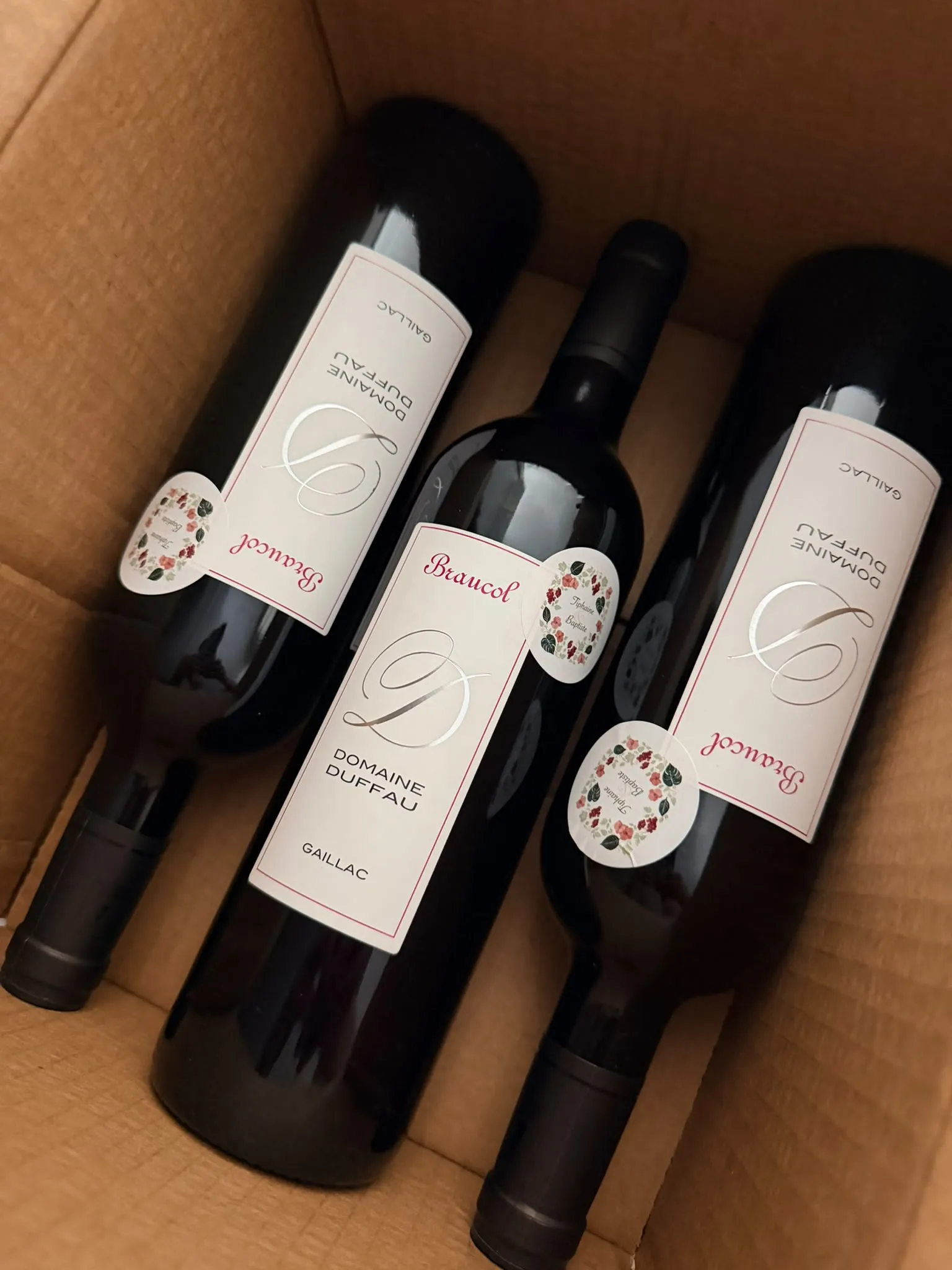 Bouteilles Braucol Domaine Duffau personnalisées pour un mariage